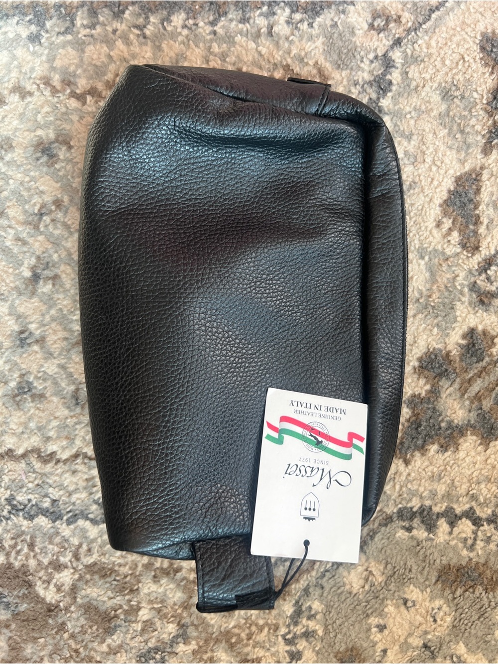 Black Leather Toiletry Bag - Made in Italy